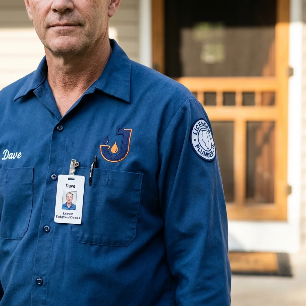 Licensed plumber showing ID badge in Rohnert Park, CA
