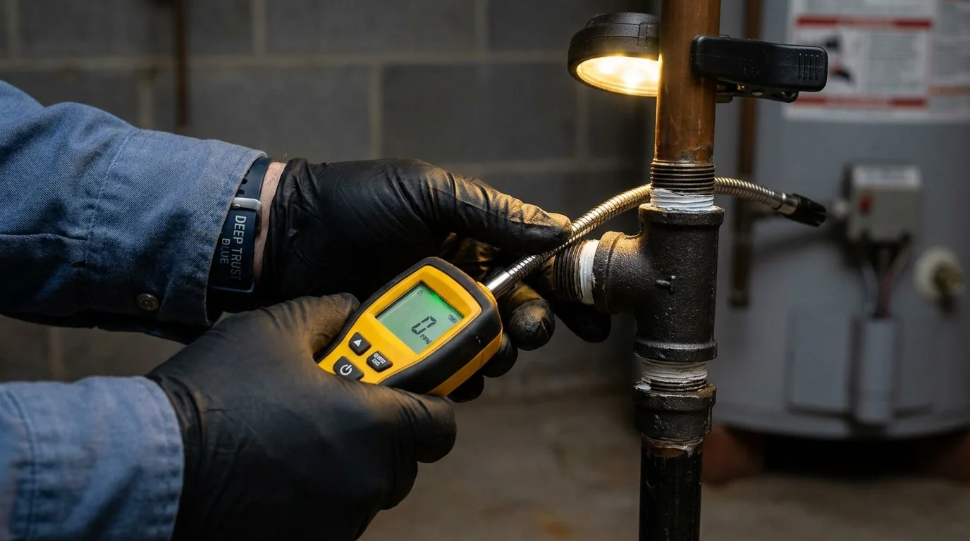 Gas leak detection with electronic sniffer by Johns Plumbing LLC in Rohnert Park