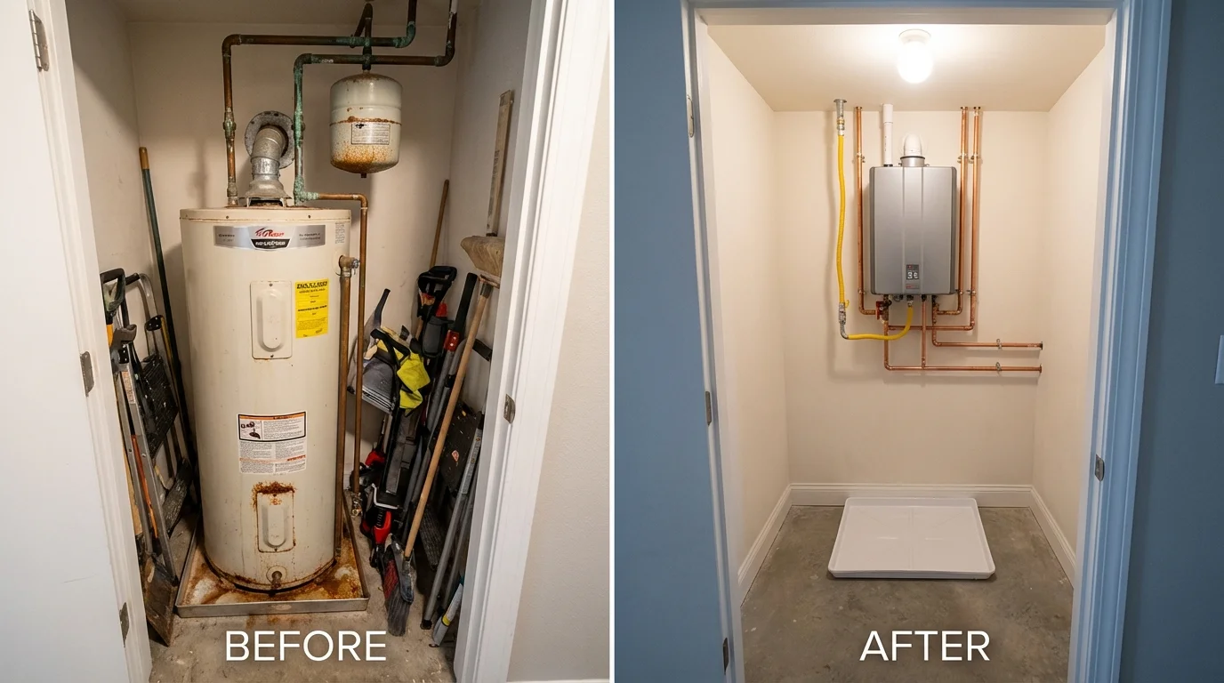 Tank water heater versus wall-mounted tankless unit comparison for Rohnert Park, CA homeowners