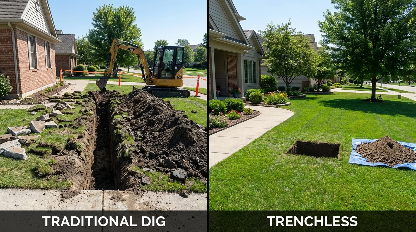 Trenchless sewer repair with minimal yard damage versus traditional excavation in Rohnert Park, CA